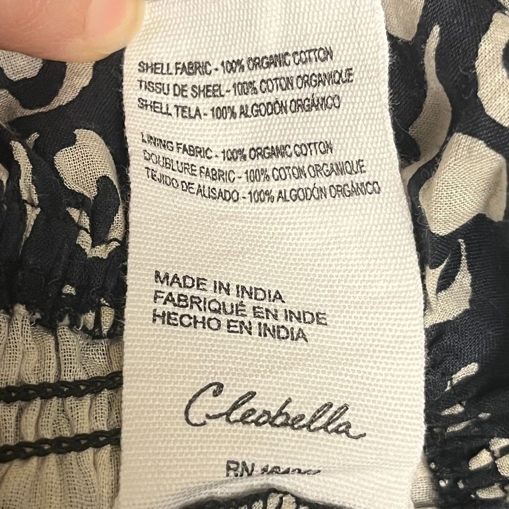 CLEOBELLA 100% Organic Cotton Roberta Top Size Medium Paseo Black Tan Smocked - Picture 9 of 10